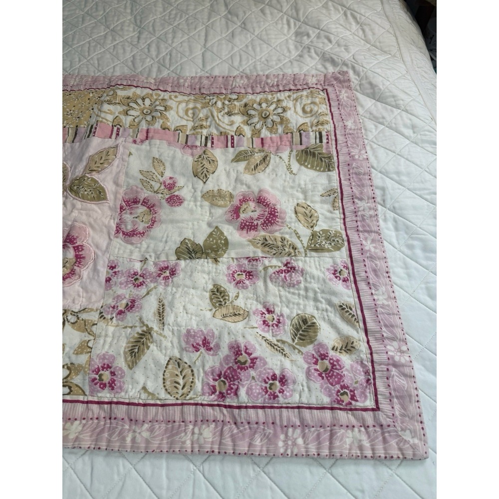 Liz Claiborne Patchwork Sham (1) Pink Roses Quilted Cottagecore Farmhouse Std - Picture 3 of 13